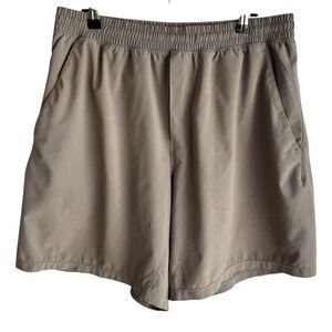 Lululemon Unlined 7" Inseam Athletic Shorts Mens L Tan Beige Swim Trunks Sporty